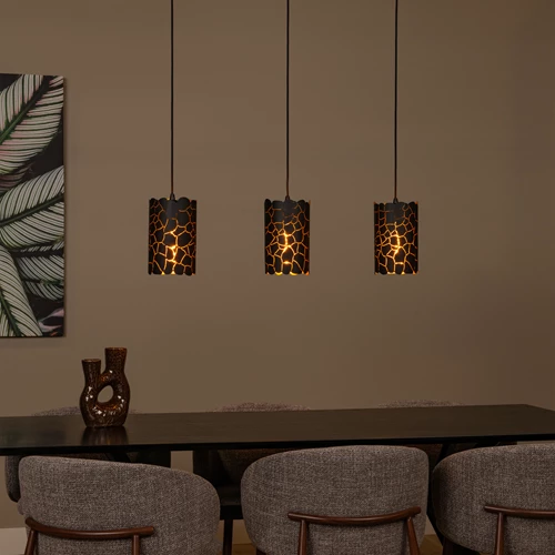 Lucide ALMELO - Suspension - 3xE27 - Noir - ambiance 1